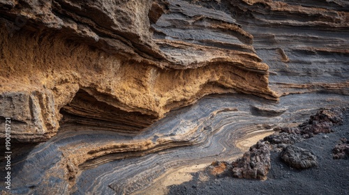 Wallpaper Mural Layered rock formation with natural striations and textures. Torontodigital.ca