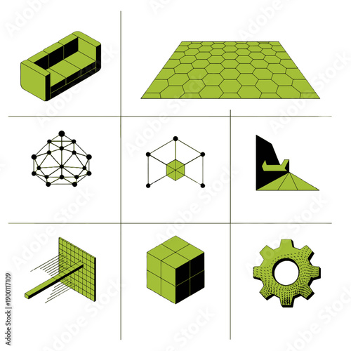 Professional UI assets for LiDAR mesh reconstruction and environmental scanning. High-demand elements for spatial computing, AR development, digital twin generation, and generative AI mapping.