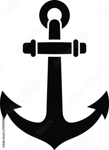 Black anchor on white background symbol nautical