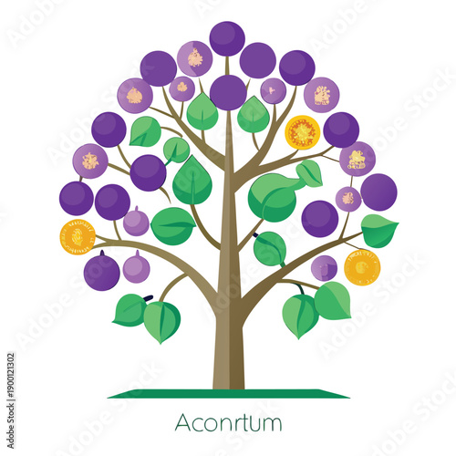 aconitum forex tree on white background