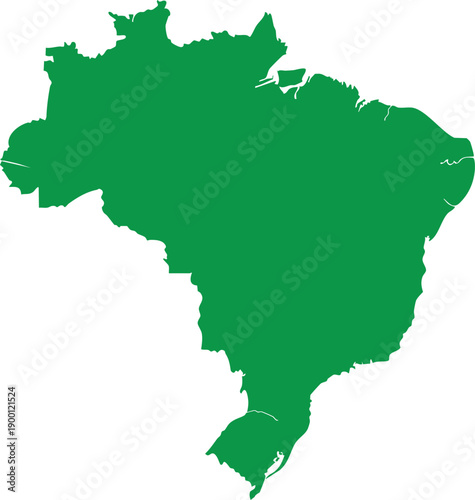 Green silhouette map of Brazil on a white background for national representation