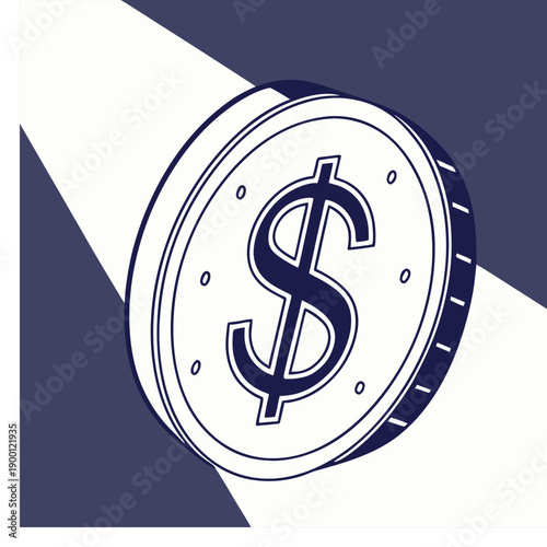 Dollar symbol icon vector illustration 3D money finance design concept gold coin cash button currency market clock internet bank web round sign