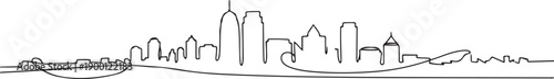 One single line drawing Wilmington city skyline, Delaware. World historical town landscape postcard. Best holiday destination. one line Icon drawing