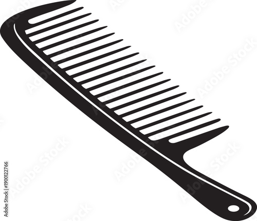 Black Wide Tooth Comb Silhouette Isolated on White Background