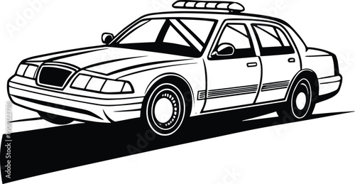 Stylized illustration of a vintage racing car with racing stripes and side exhaust, vector art