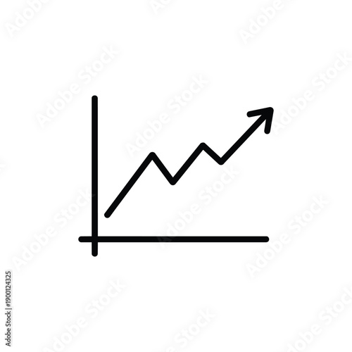 Market Analysis Growth Chart Black and White Line Graph Icon for Business and Finance Analytics