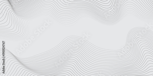 White minimalist background with organic contour wave line frame for creative digital layouts.