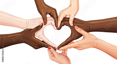 Diverse Hands Forming Heart Shape Symbolizing Unity Love and Inclusion