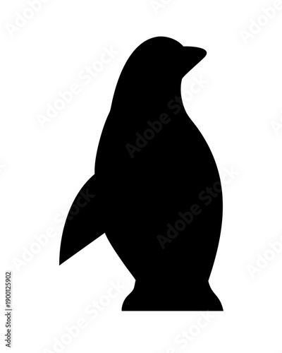 Black silhouette of a standing penguin on a white background