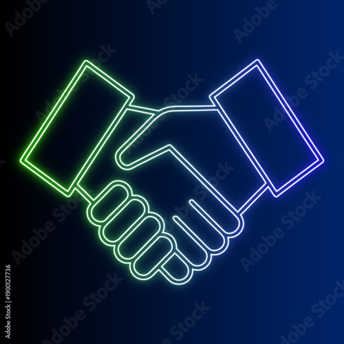 Neon Handshake Agreement Partnership Business Deal Collaboration Success