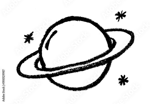 Planet Icon Crayon Chalk Drawing Vector