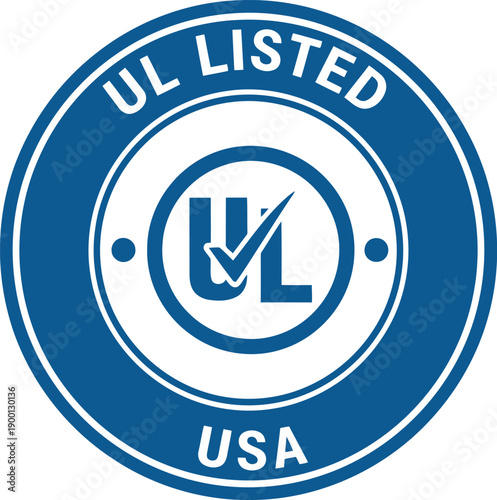 UL Listed Certification Badge Vector Icon for Product Safety Compliance in USA