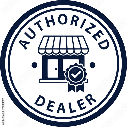 Billede på lærred Authorized Dealer Badge Icon – Certified Retail Store Seal, Official Vendor Appr