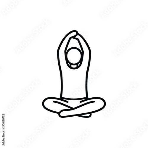 Minimalist black and white yoga person stretching in lotus pose healthy lifestyle and fitness icon