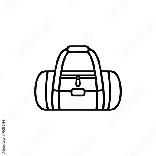 Gym duffel bag line icon black and white vector sports luggage symbol for healthy fitness lifestyle and workout equipment