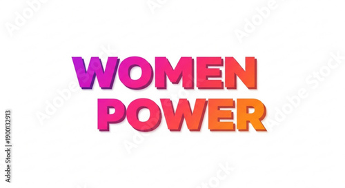 Vibrant 'women power' text on white background with gradient colors