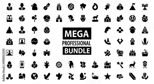 A comprehensive collection of professional vector icons, offering a mega bundle of diverse symbols for business, technology, and various creative design projects across multiple industries