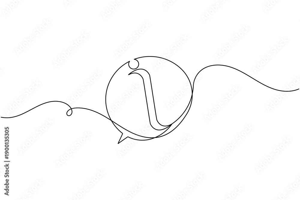 Obraz premium Information icon continuous one line drawing on white background minimalist help info symbol outline vector illustration