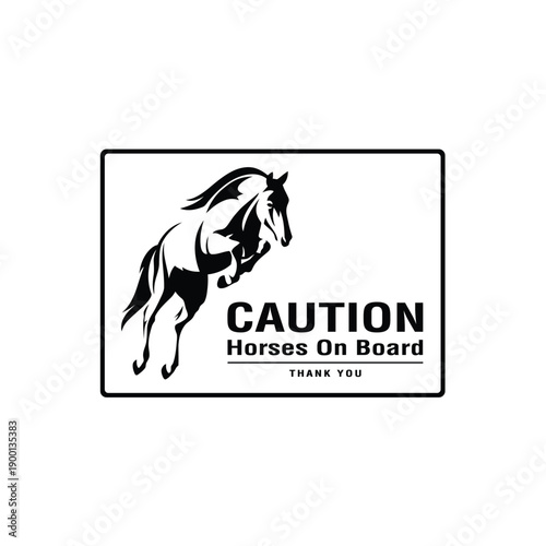 Caution Horses On Board Transport Warning Sign