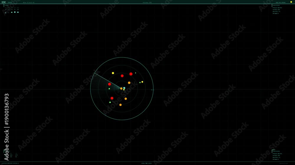 custom made wallpaper toronto digitalHud animation shows various data points on a dark screen with a rotating circular interface tracking movements