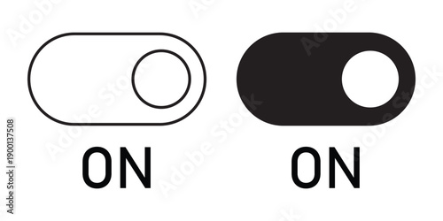 Two toggle switches one outlined one filled both showing O N position slider