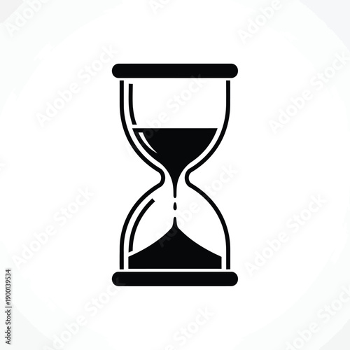 Black hourglass on white background sand timer