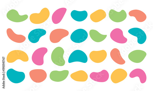 Colorful Blob shape organic set. Fluid cooler blob shape vector for abstract design, Simple liquid amorphous shapes.