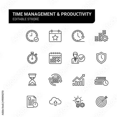 Time Management set icon flat vector design.