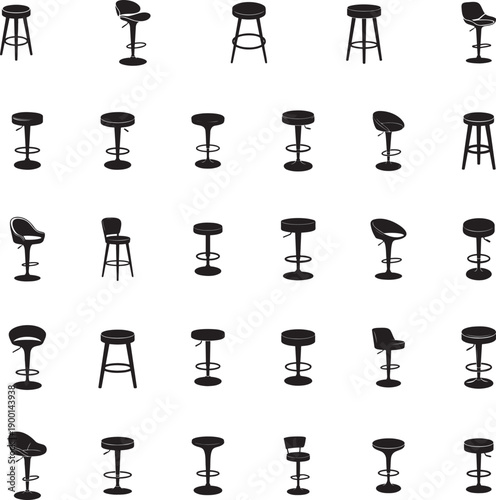Bar stool silhouette isolated with white background