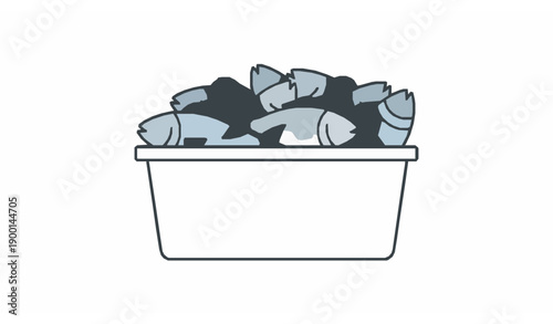 Caught fish in container vector illustration fresh seafood isolated on transparent background