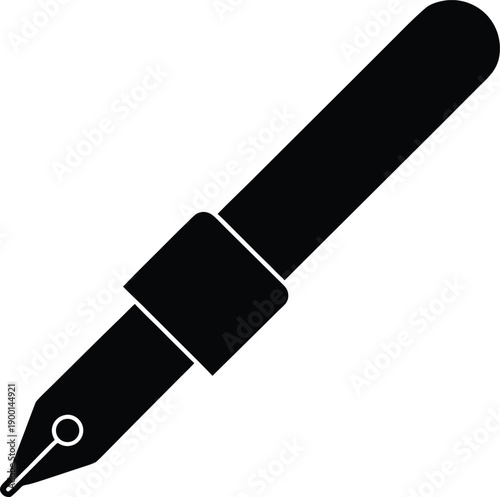 Fountain pen silhouette vector art illustration and minimal black and white design
