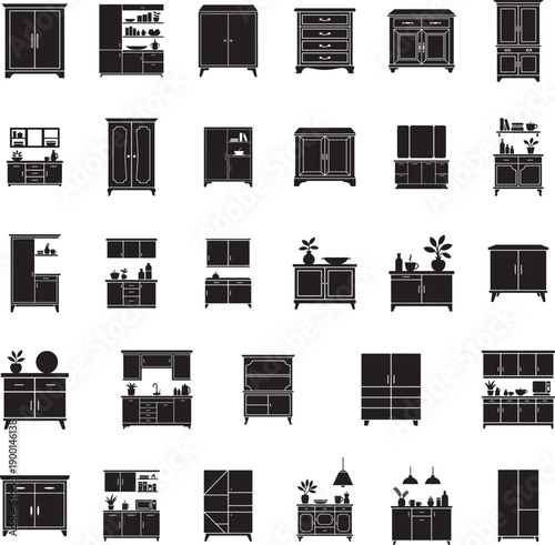 Cabinet silhouette isolated with white background