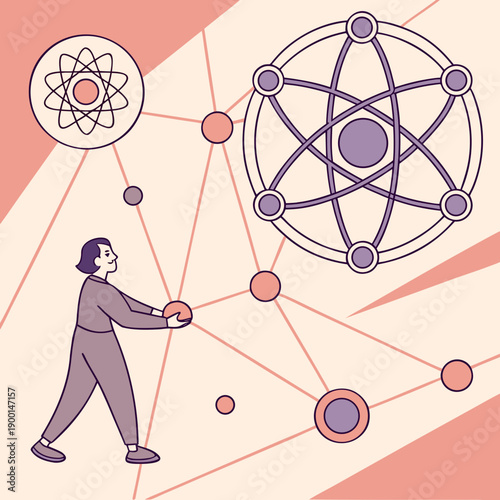 Quantum internet visualization with entangled particles, representing futuristic communication and quantum entanglement.