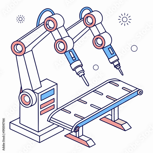 Vector illustration of a robotic surgery system featuring precision arms, symbolizing advanced healthcare and automated operations.