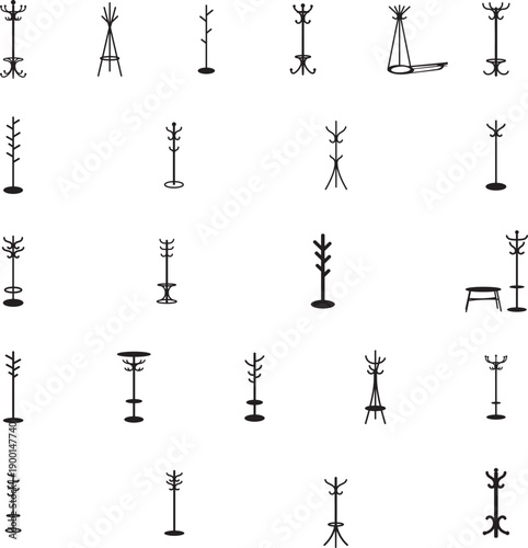 Coat rack silhouette isolated with white background