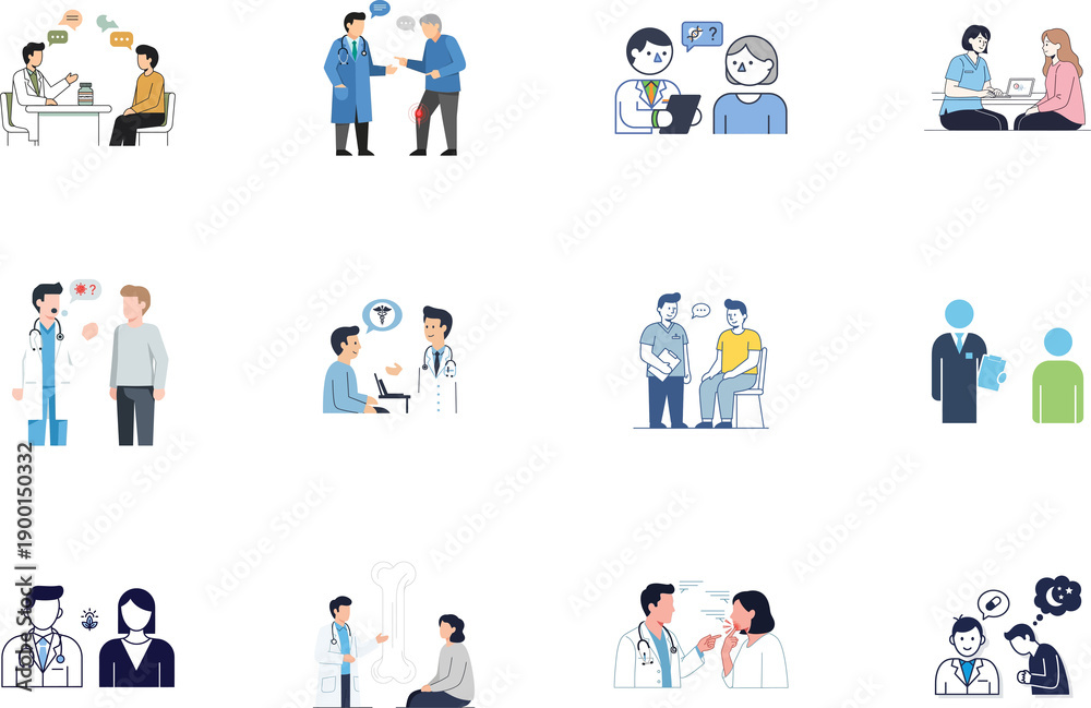 Fototapeta premium Cartoon business people icon set with men women workers and team characters vector illustration