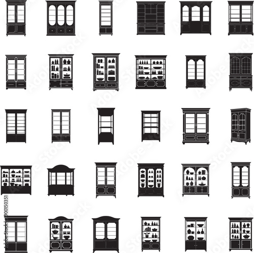 Display cabinet silhouette isolated with white background