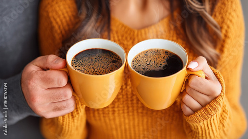A young couple sharing coffee