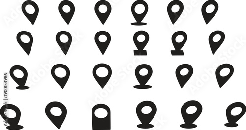 black location pin icons on white background