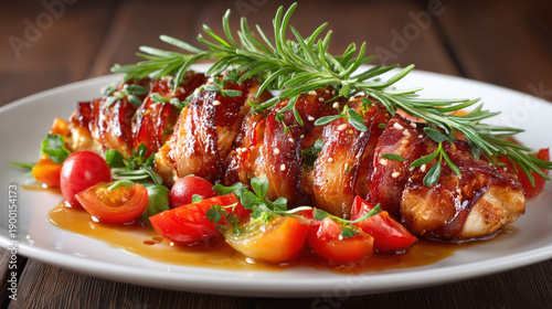 Chicken breast wrapped in h...
