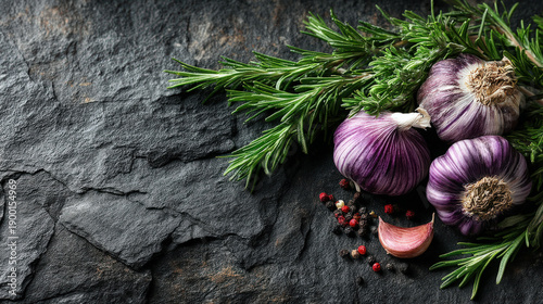 Food black background with ...