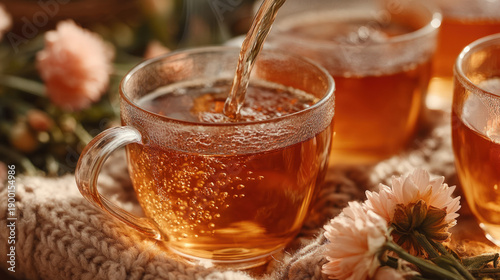 Group drinking tea during a...