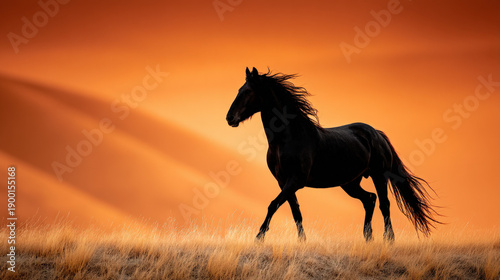 Horse walking away into a s...