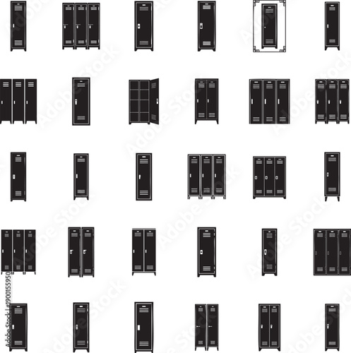 Locker furniture silhouette isolated with white background