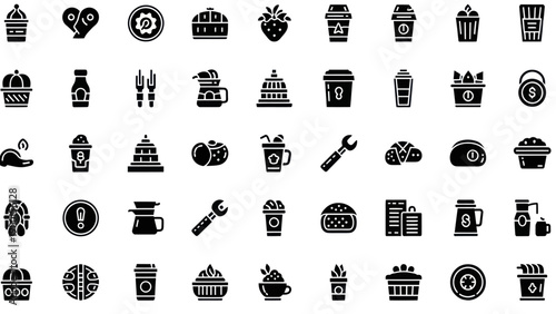 Coffee Shop Icons & Food Symbols - Vector Graphic Collection