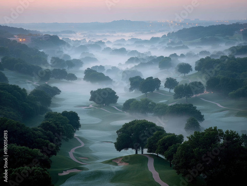 A peaceful golf course shro...