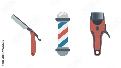 Barber Tools Isolated on White Background