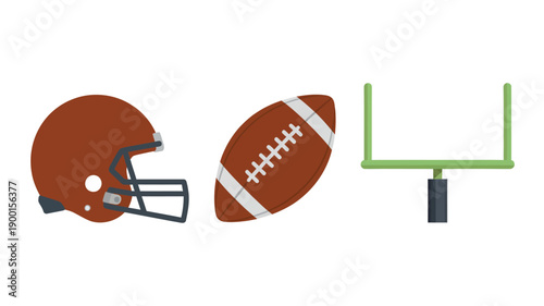 American Football Helmet, Ball, and Goalpost Icons