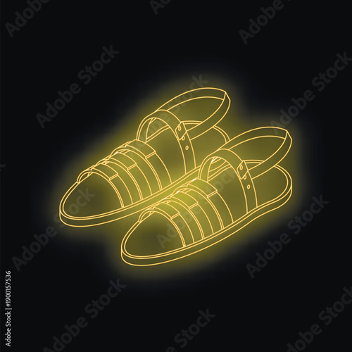 Men's yellow leather fisherman sandals glowing on a black background, perfect for summer