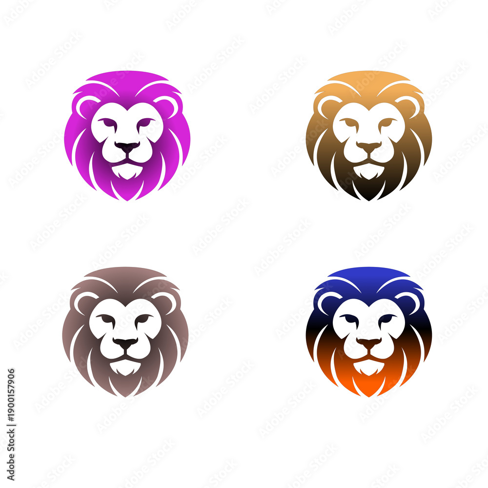 Fototapeta premium lion face logo, lion logo, colourful logo, lion face, beard, king , lion ki
